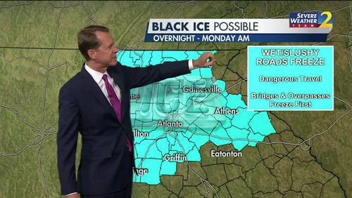 Snow to move out, black ice a threat Monday morning