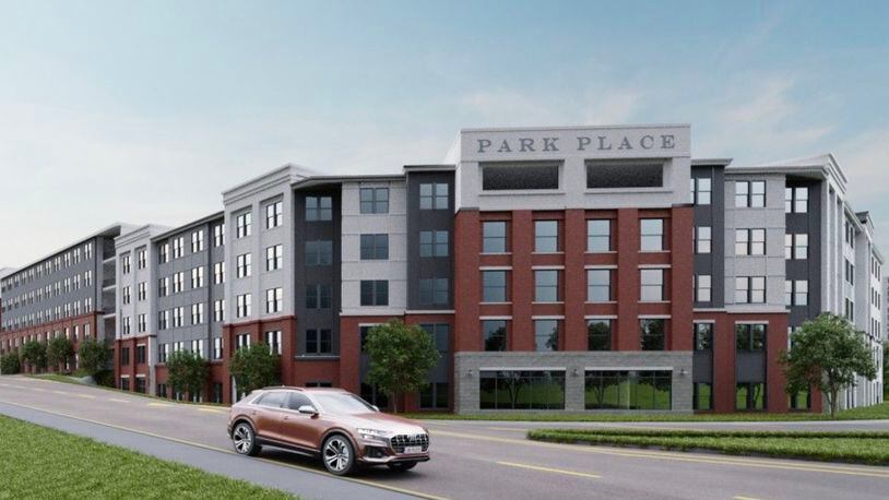 Lawrenceville Council members expressed concern the current design for recently approved Park Place retirement community is “too institutional,” lacks cohesiveness with the downtown character, and will become dated over time. (Courtesy City of Lawrenceville)