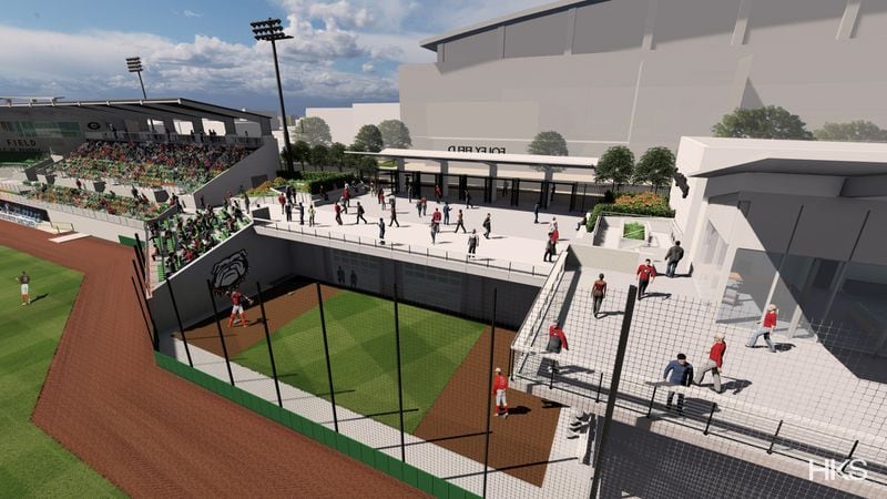 The initial design renderings of proposed changes and upgrades to Foley Field at the University of Georgia. The proposed changes were discussed at the UGA Athletic Board meeting Feb. 7, 2023. (Initial design image courtesy of UGA Athletics)