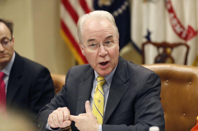 Health and Human Services Secretary Tom Price in the Roosevelt Room of the White House on June 21, 2017, in Washington.