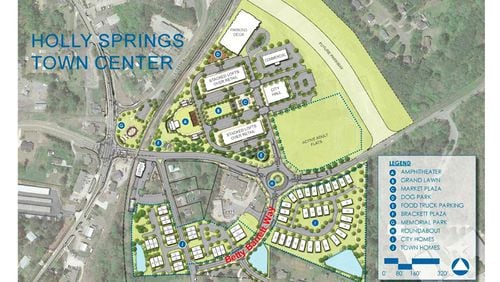Holly Springs has retained Caldwell Cline Architects and Designers to draw up plans for four components of the city’s Town Center project. CITY OF HOLLY SPRINGS