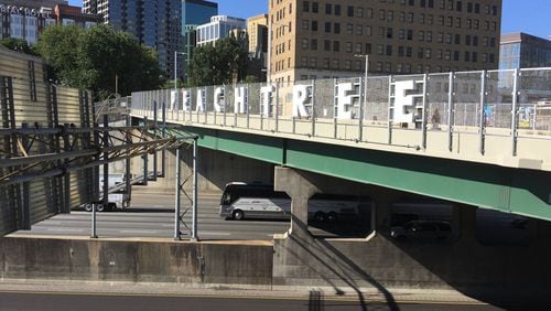 The “Peachtree” sign over the downtown Connector will make it easier for Interstate 75/85 travelers to identify Atlanta’s most famous thoroughfare from the road.