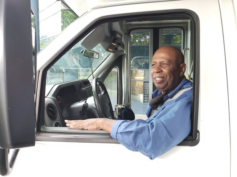 Julius Linton, a shuttle bus driver at the Concourse office park in Sandy Springs, still makes all his stops on the campus, but there are few riders to pick up these days. Months into the coronavirus pandemic, many metro Atlanta office employees are still working from home and may be for months to come. MATT KEMPNER / AJC