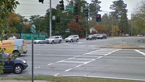 The Gwinnett Department of Transportation will shift traffic on Spalding Drive from Winters Chapel Road to Ga. 140/Holcomb Bridge Road. (Google Maps)