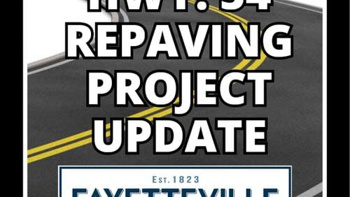 Completion of the Ga. Hwy. 54 repaving in Fayette County is predicted by the end of the month. Courtesy City of Fayetteville