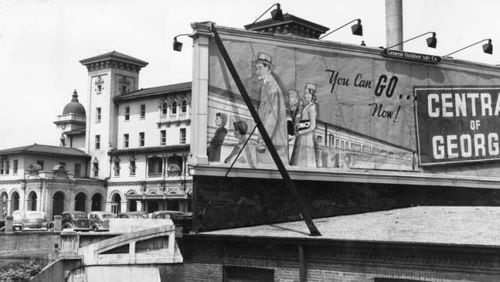 Central of Georgia billboard next to Terminal Station in May 1946.