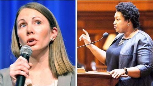 Former state Rep. Stacey Evans (L) and ex-House Minority Leader Stacey Abrams are running for governor.