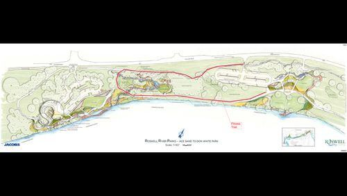 Roswell is seeking $100,000 in federal funds to construct a fitness trail connecting Ace Sand and Don White parks on the Chattahoochee River. CITY OF ROSWELL