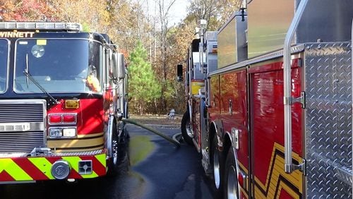 The Gwinnett County fire department says a fire in Dacula burned about 4.5 acres in Harbins Park