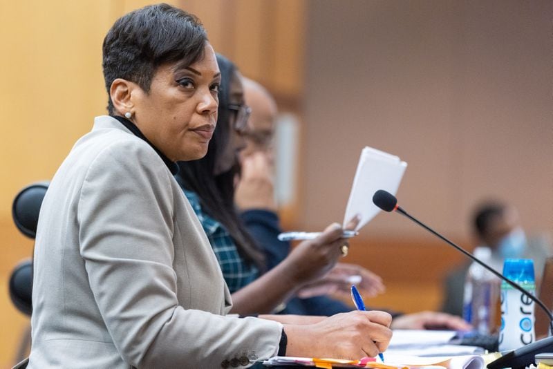 Fulton County Deputy District Attorney Adriane Love is seen in court during the ongoing “Young Slime Life” gang trial in Atlanta on Tuesday, October 31, 2023. (Arvin Temkar / arvin.temkar@ajc.com)
