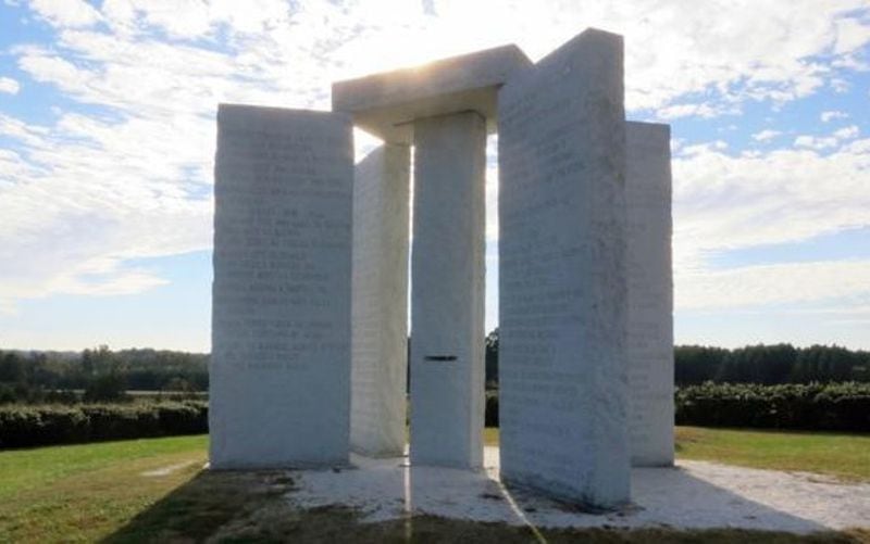 There are 10 guidelines inscribed on the Georgia Guidestones, in eight modern languages, and a smaller message on the top of it in four ancient languages.