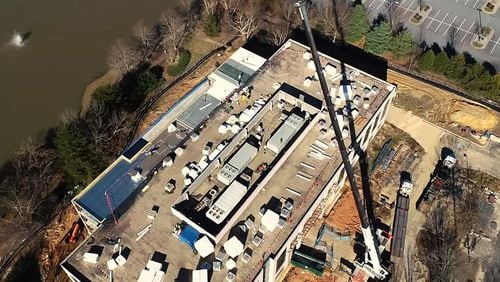 This is an overhead look at Johns Creek’s new municipal government building, which is set to open March 25, 2019 while it was under construction. (Photo courtesy city of Johns Creek)