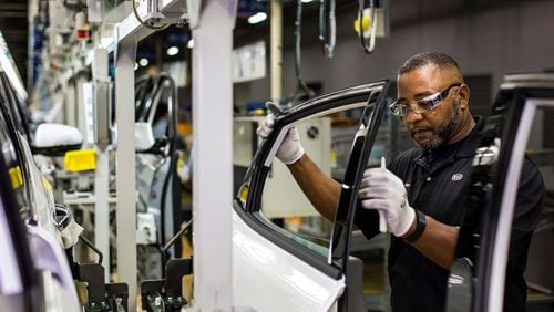 The opening of the Hyundai Metaplant will create a surge in demand for manufacturing workers, such as those employed by Kia in West Point, in the Savannah area next year. (AJC file photo)
