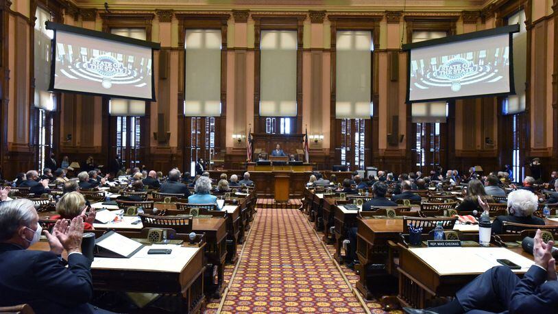 January 14, 2021 Atlanta - Lawmakers gathered in the House of Representatives chamber during the fourth day of the 2021 legislative session at the Georgia State Capitol building on Thursday, January 14, 2021. (Hyosub Shin / Hyosub.Shin@ajc.com)