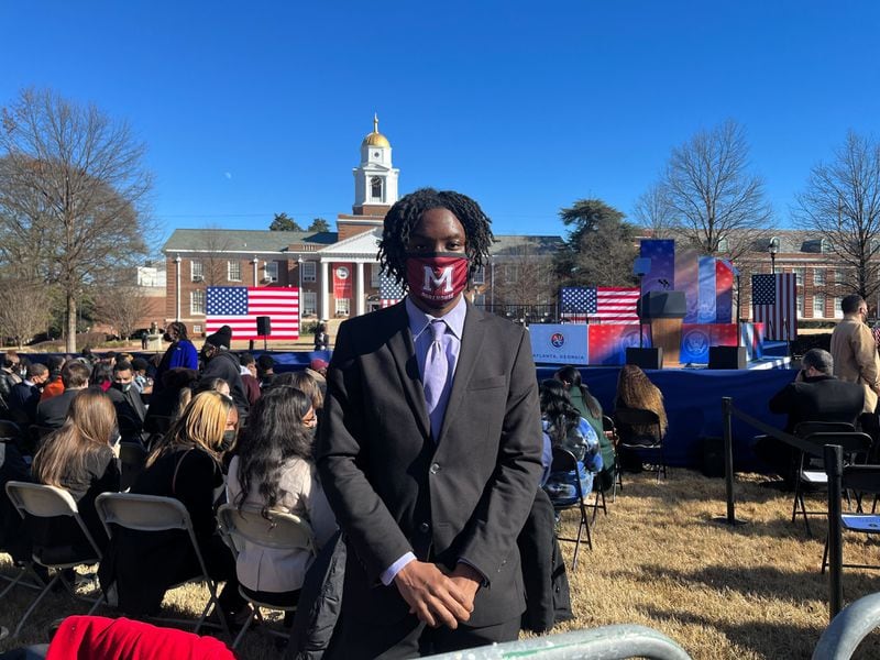 Zakai Beck, a senior at Carver Early College, waited for President Joe Biden and Vice President Kamala Harris at the Atlanta University Center.