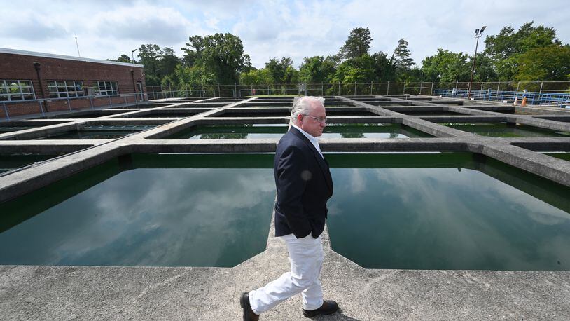 Mike Hackett, the director of the city of Rome’s water and sewer division, walks at the Bruce Hamler Water Treatment Facility in Rome on Tuesday, August 23, 2022. Rome is one of several Georgia towns and cities grappling with PFAS contamination in their water supply. (Hyosub Shin / Hyosub.Shin@ajc.com)