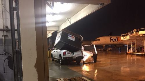 Hartsfield-Jackson International Airport posted photos of some of the damage from Thursday’s EF-0 tornado on its Twitter account.(Credit: Hartsfield-Jackson International Airport)