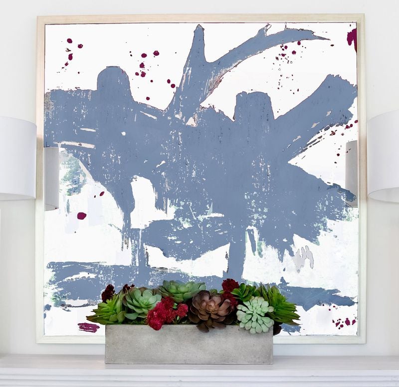 People often do a double-take when they see the abstract pieces of mirrored art by Atlanta’s Stacy Milburn. Contributed by Virginia Harper of Sarah Virginia Home and Lauren Chambers Photography.