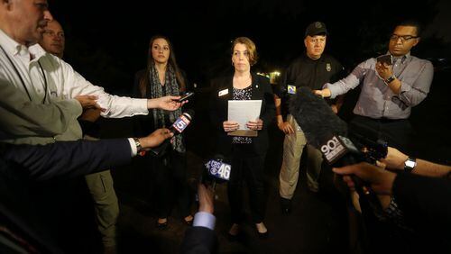 Lisa Rodriguez-Presley, with the Georgia Department of Corrections, announces that Kelly Gissendaner had been executed just after midnight on Wednesday Morning at Georgia Diagnostic Prison in Jackson. (Ben Gray / bgray@ajc.com)