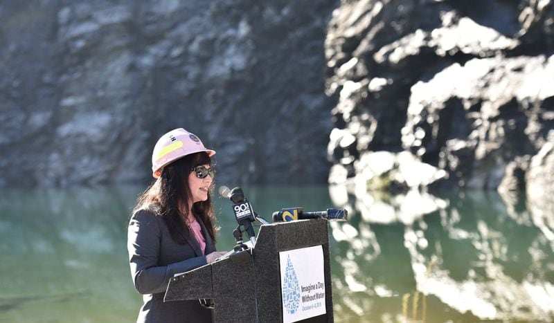 Department of Watershed Management Commissioner Jo Ann Macrina speaks during the “Imagine a Day Without Water” event in October 2015. HYOSUB SHIN / HSHIN@AJC.COM