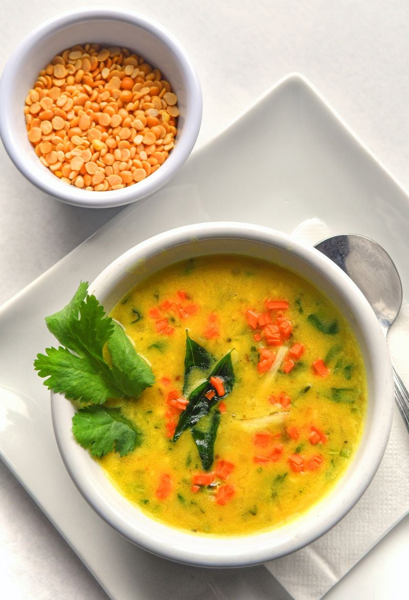 Jai Ho’s Mulligatawny Recipe gives you a rich, traditional Indian soup. It's styled here with dried yellow lentils. Styling by Anish Nair / Chris Hunt for the AJC