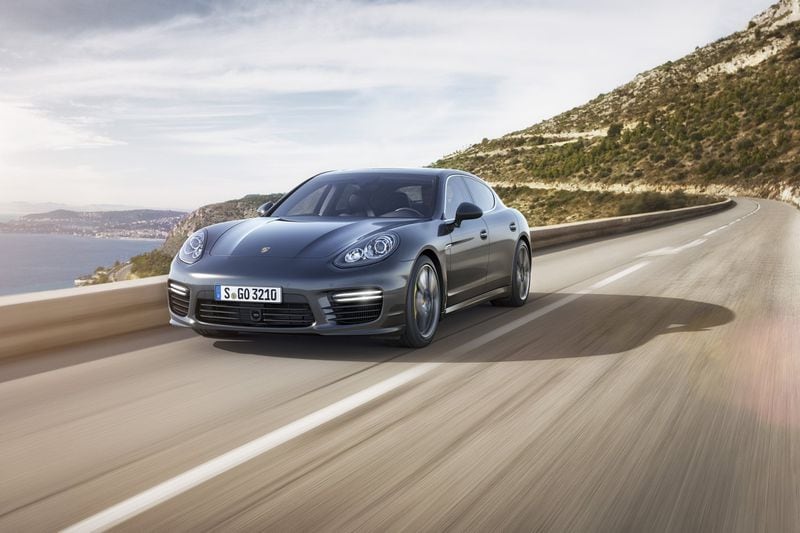 The 2014 Porsche Panamera Turbo S, despite being able to carry four adults comfortably, can, properly equipped, accelerate from 0 to 60 mph in 5 seconds and has a top speed of 190.