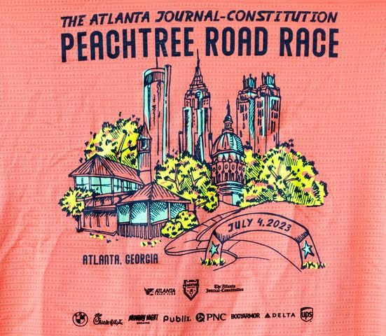 2023 Atlanta Journal-Constitution Peachtree Road Race T-shirt