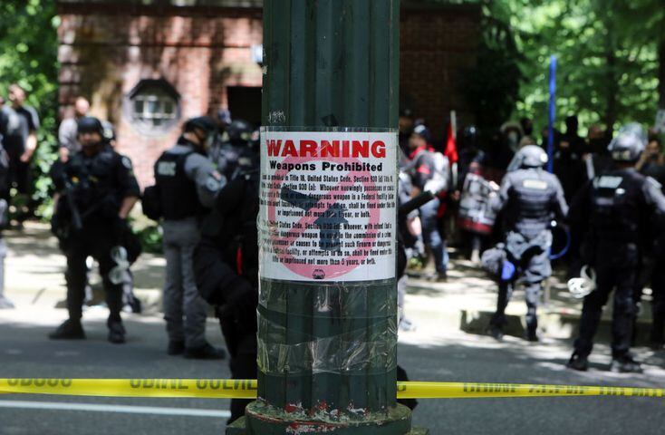protesters clash at dueling rallies in portland