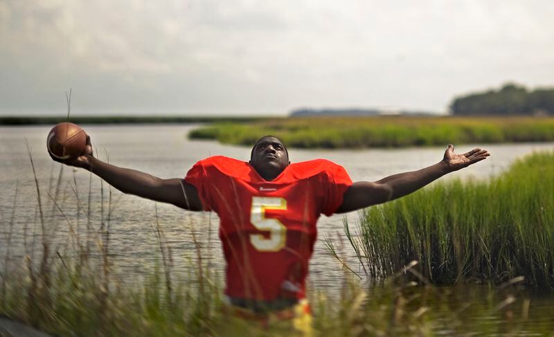 060731 DARIEN, GA - Portrait of Allen Bailey (WATER) of McIntosh Academy for the 2006 Super 11. Bailey lives on Sapelo Island and takes the ferry, operated by his father Julius, to get to school everyday.  (POUYA DIANAT/AJC staff)
