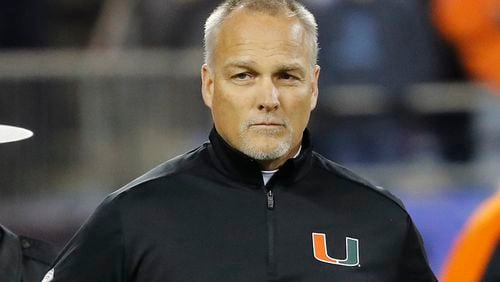 Miami head coach Mark Richt as the University of Miami Hurricanes play Clemson Tigers in the ACC Championship Game at Bank of America Stadium Saturday, Dec. 2, 2017 in Charlotte, N.C. (Al Diaz/Miami Herald/TNS)