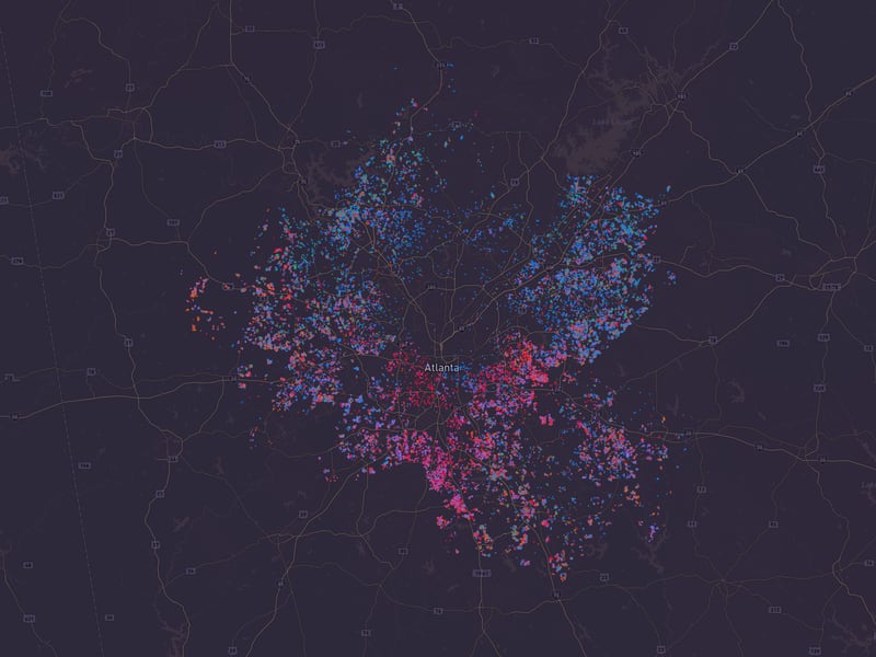 Map of investor owned homes in the Atlanta metro area