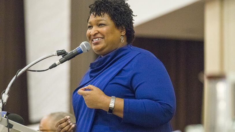 Stacey Abrams speaks Friday to a crowd in Atlanta ahead of her “thank-you” tour that’s set to crisscross the state. The Democrat is considering a run for the U.S. Senate or a potential rematch against Gov. Brian Kemp. (ALYSSA POINTER/ALYSSA.POINTER@AJC.COM)
