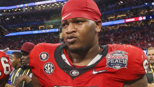 Georgia defensive lineman Jalen Carter, projected as a top pick in the NFL draft, left the scene of a fatal accident involving two members of the football team and two recruiting staff members. (Jason Getz / Jason.Getz@ajc.com)
