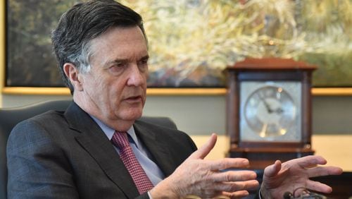 Dennis Lockhart, Atlanta Fed President, during interview with the AJC in early 2017. Political independence is crucial to the Fed’s mission, he said this week. HYOSUB SHIN / HSHIN@AJC.COM