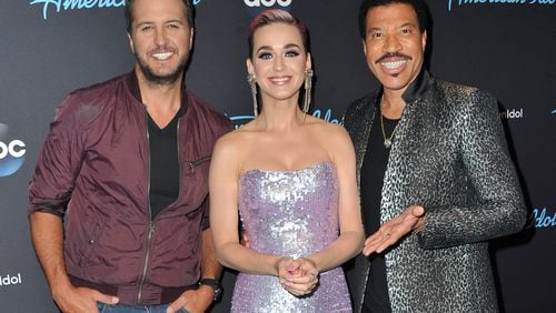 LOS ANGELES, CA - APRIL 23:  (L-R) Judges Luke Bryan, Katy Perry and Lionel Richie arrive at ABC's "American Idol" show on April 23, 2018 in Los Angeles, California.  (Photo by Allen Berezovsky/Getty Images)