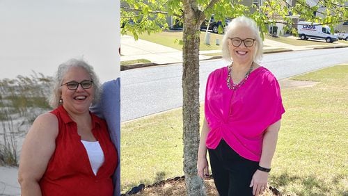 In the photo on the left, taken in July 2018, Annette Caldwell weighed 240 pounds. In the photo on the right, taken in April, she weighed 187 pounds. (Photos contributed by Annette Caldwell)