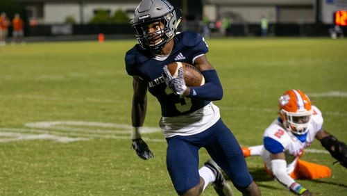 Norcross WR/DB Zion Alexander had four tackles and an interception and scored two touchdowns in a 28-14 victory over East Coweta last week. (Rebecca Wright/For the AJC)