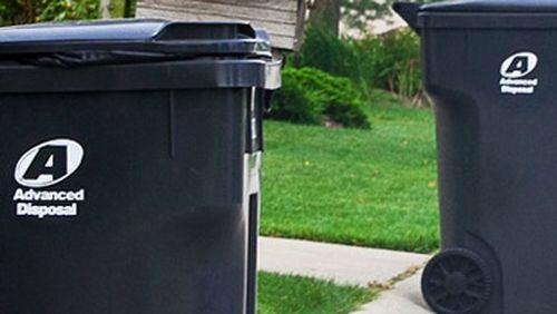 Peachtree Corners will hold a public hearing about ordinance to limit the time trashcans remain at the curb. Courtesy of Advanced Disposal