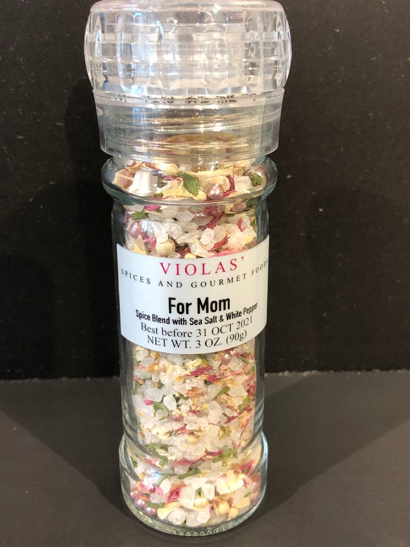 Sea salt and white peppercorn spice mix from Vom Fass & Violas’ Spices and Gourmet Foods/Provided by Karen Shanks