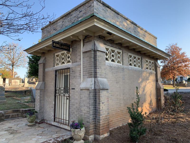 According to Oakland Cemetery, "the Women’s Comfort Station is a small, single-room structure located near the Jewish Grounds at Oakland Cemetery." It was fully restored in 2019.