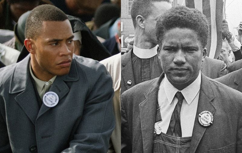 James Forman was played by Trai Byers in "Selma." (Left photo, Atsushi Nishijima/Paramount Pictures. Right photo: AP file)