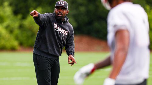 Georgia defensive backs coach Fran Brown during Georgia’s practice session in Athens, Ga., on Thursday, Aug. 3, 2023. (Tony Walsh/UGAAA) 