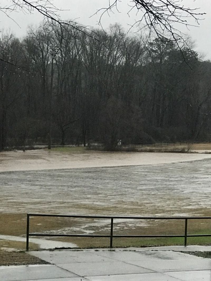 Flooding at Noonday Park in Cobb County. Credit: Cobb County government