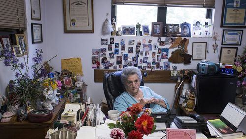 Eula Hall pushed to create a medical clinic in rural Floyd County in the early 1970s to improve health care in the area when other options were limited. When the first clinic burned, she spearheaded efforts to raise money for a new one. Today, at age 90, she still comes to work every day to help patients with a variety of needs, including pharmacy co-payments, housing and food. The clinic is named for her. (Brittany Greeson/The GroundTruth Project)