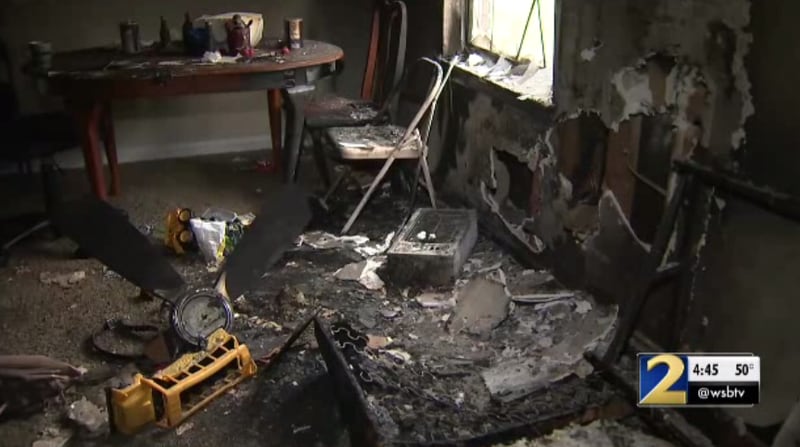 After the fire was extinguished, this photo was taken of where the seven people were sleeping.