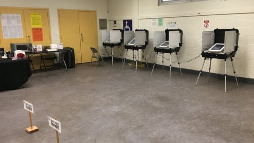 Turnout was low at the Grove Park Recreation Center precinct, where two voter check-in computers were stolen the night before an Atlanta school board election on Tuesday, Sept. 17, 2019. MARK NIESSE / MARK.NIESSE@AJC.COM
