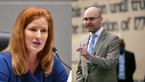 Liz Hausmann, left, and Josh McLaurin, right, are running for Georgia Senate District 14. (Staff composite photo)
