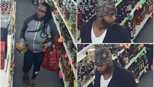 The Powder Springs Police Department said these two people are accused of shoplifting about $100 of booze from a liquor store.