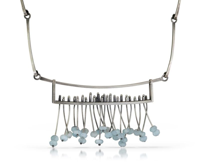Aqua Fringe, a necklace made of silver, aquamarine and patina by Theresa St. Romain. Contributed by Cole Rodger