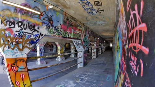 Examples of art work in the Krog Street tunnel. AJC file photo